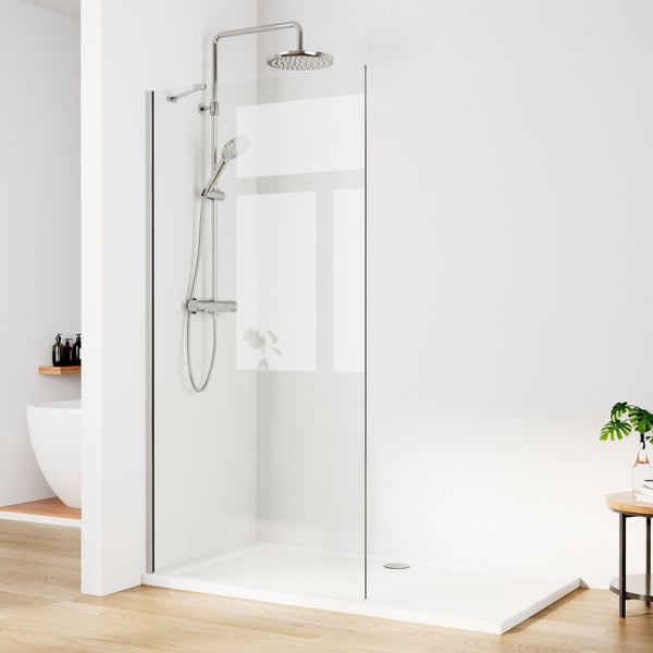 EMKE Eckdusche Duschabtrennung 800mm Breite, 195 cm Höhe, Walk-In Dusche, Duschtür mit Seitenwand, 8mm ESG-Sicherheitsglas mit Nano-Beschichtung, <br />Schwarz