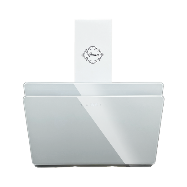 Wandhaube Gurari mit Touch Bedienung und Kaminblende aus Glas