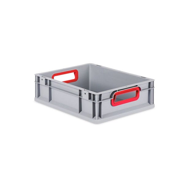 PROREGAL Spar Set 16x Eurobox Nextgen Color Mit Auflagedeckel & Schiebeschnappverschlüsse HxBxT 12 x 30 x 40 cm Griffe Rot Offen Glatter Boden