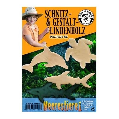 Corvus A600582 - Schnitzholz Meerestiere, 15 x 21 x 3 cm