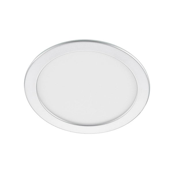 Runde LED-Einbauleuchte mit weißem Rahmen für die Deckenmontage.
