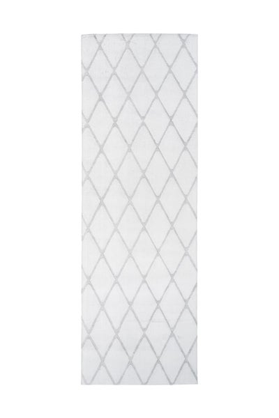 Kurzflor Teppich Splendora Weiß / Graublau Modern, Klassisch 80 x 250 cm