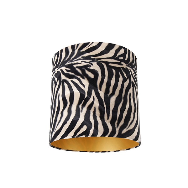 Velours Lampenschirm Zebra Design 40/40/40 Gold innen