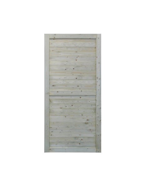 Sichtschutzelement aus Holz mit horizontalen Lamellen und umlaufendem Rahmen.