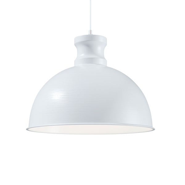 Weiße Pendelleuchte in Glockenform, Hängelampe aus Metall für Wohnzimmer oder Küche.
