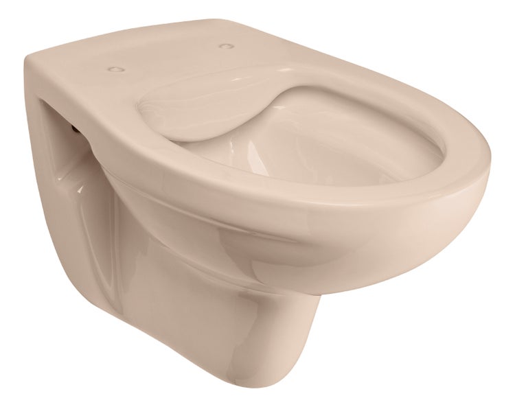 Calmwaters® Spülrandloses Hänge WC in Beige-Bahamabeige, Wand WC Abgang waagerecht, Tiefspül WC ohne Spülrand, Tiefspüler wandhängend, Wandtoilette aus Sanitärkeramik in Beige, 08AB6146