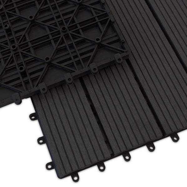 FLOORDIREKT WPC Klickfliesen Royal Terrassendielen - 30 x 60 cm - Anthrazit 6er-Set 1 m²