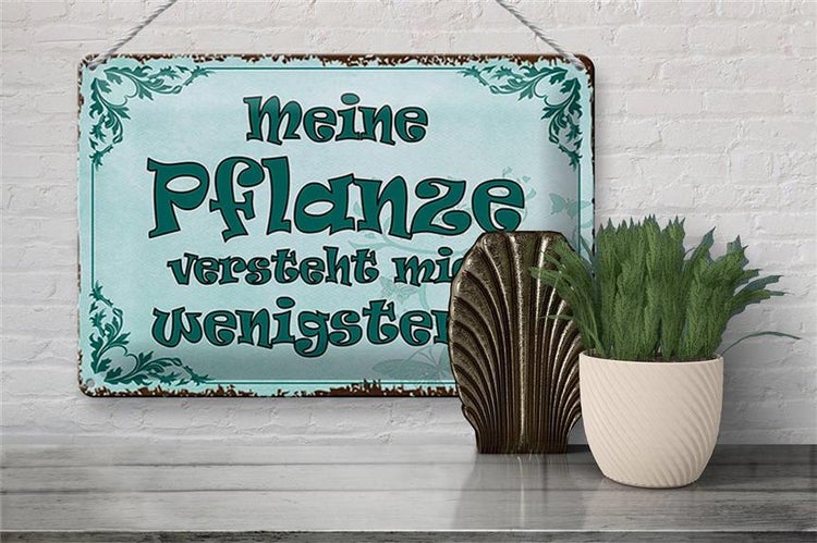 Blechschild Spruch 30x20cm meine Pflanze vesteht mich