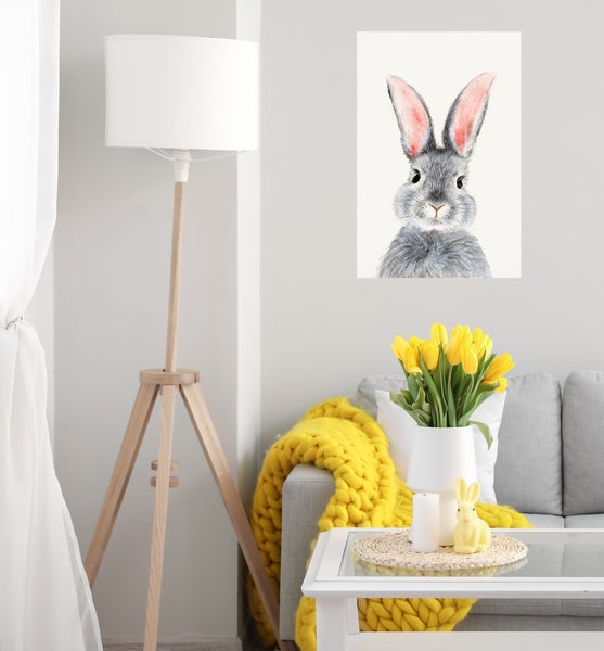 Wandbild, Hasen, Sticker, selbstklebend, niedlich, Tiermotiv, Bild, Aquarell, gezeichnet  WAP00010 Format: 60x90cm