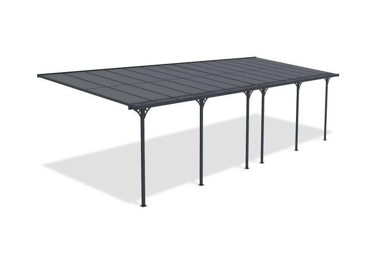 Angebaute Pergola/Carport 27m² KLEO 900L300 Aluminium Grau