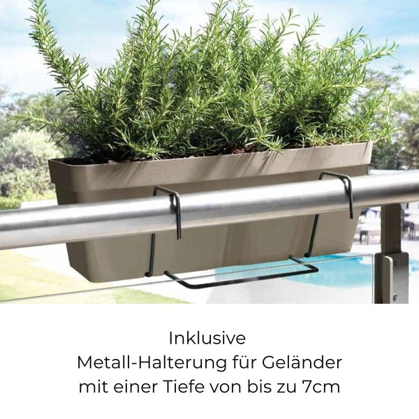 Blumenkasten Balkongeländer Balkon Blumenkasten Balkonkasten mit Halterung Balkonkasten Geländerkästen Balkonkasten mit Wasserspeicher 50 cm anthrazit