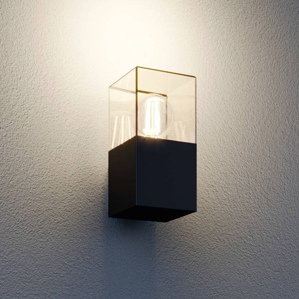 Lucande Wandleuchte außen Keke (spritzwassergeschützt (Modern) in Schwarz aus Aluminium (1 flammig, E27) - Außenwandleuchten Wandlampe Led Außenlampe Outdoor für Außenwand/Hauswand Haus