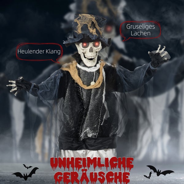 HOMCOM Halloween Dekoration, 101L x 64B x 178H cm, Polyester, Schwarz