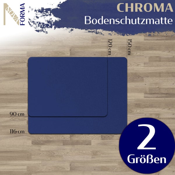 Bodenschutzmatte PE CHROMA - Blau - 90x120 cm - Hartboden - Bunte Schutzmatte als Unterlage für Bürostuhl