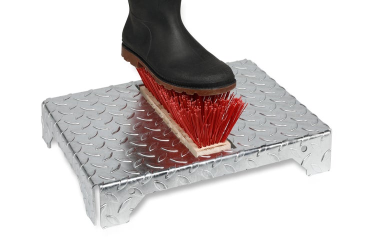 PROREGAL Robuster Schuhreiniger Mit Bürste HxBxT 45,5 x 35,5 x 17 cm Stahl Tränenblech Silber