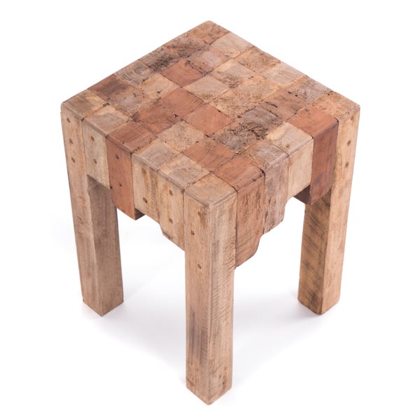 Hocker NATURA Recyclingholz massiv 01 natur-vintage