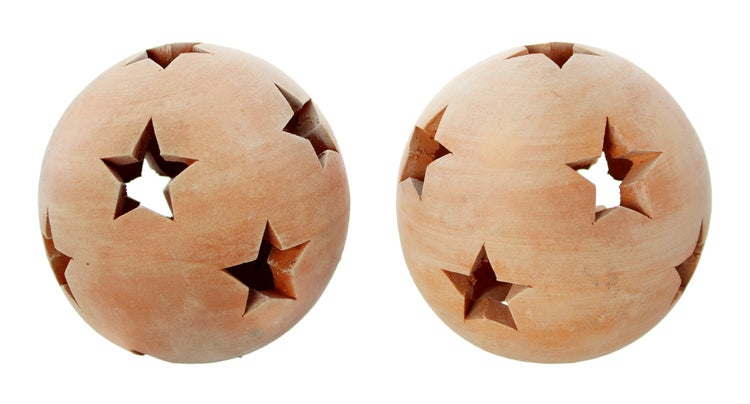 FRANK FLECHTWAREN | Kugel Sterne, klein, 2er Set, ca. Ø 12 cm, ohne Kerzen, KERAMIK