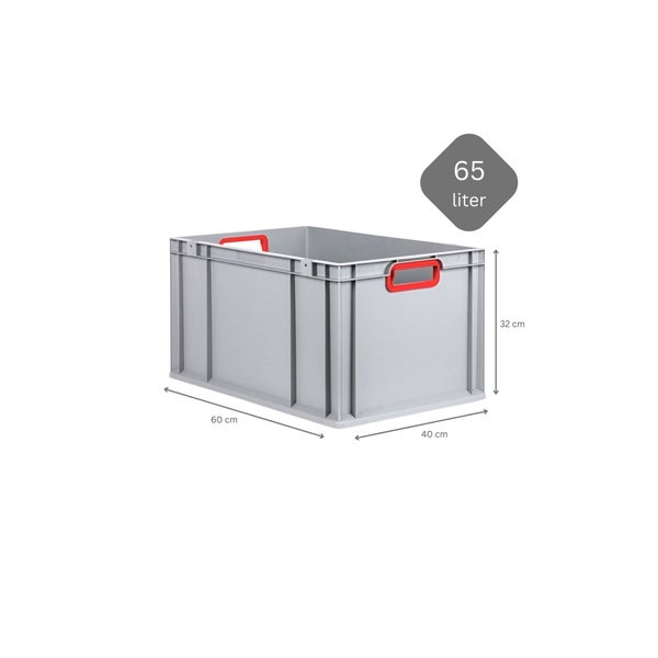 PROREGAL Spar Set 5x Eurobox Nextgen Color Mit Auflagedeckel & Schiebeschnappverschlüsse HxBxT 32 x 40 x 60 cm Griffe Rot Offen Verstärkter Boden