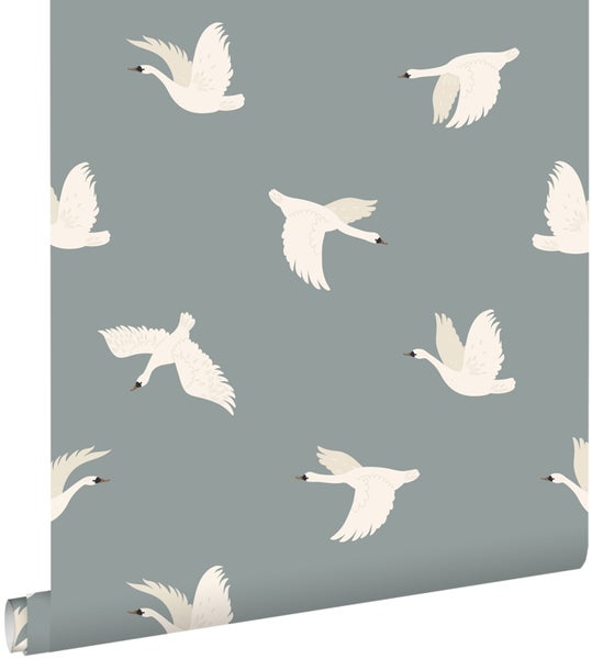 Tapete mit fliegenden Schwänen Muster