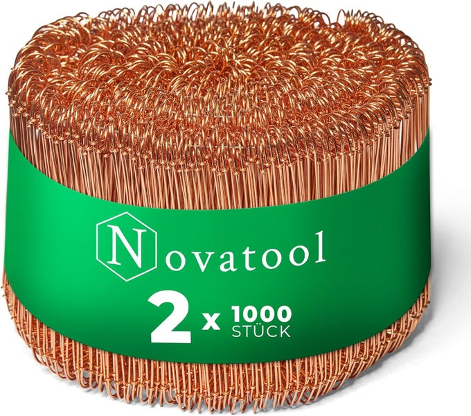 Novatool Drilldrähte aus kupferfarbenem Metall, zwei Packungen mit jeweils 1000 Stück.