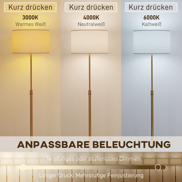 Stehlampe mit anpassbarer Beleuchtung: warmweiß, neutralweiß und kaltweiß