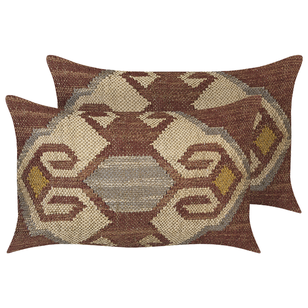 Dekokissen 2er Set URPAD Jute 30 x 50 cm Bunt Orientalisches Muster