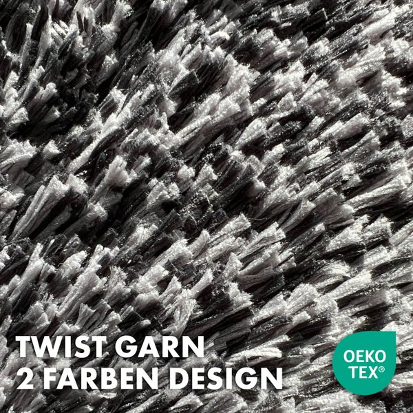 Zweifarbiges Teppichdesign mit OEKO-TEX Siegel