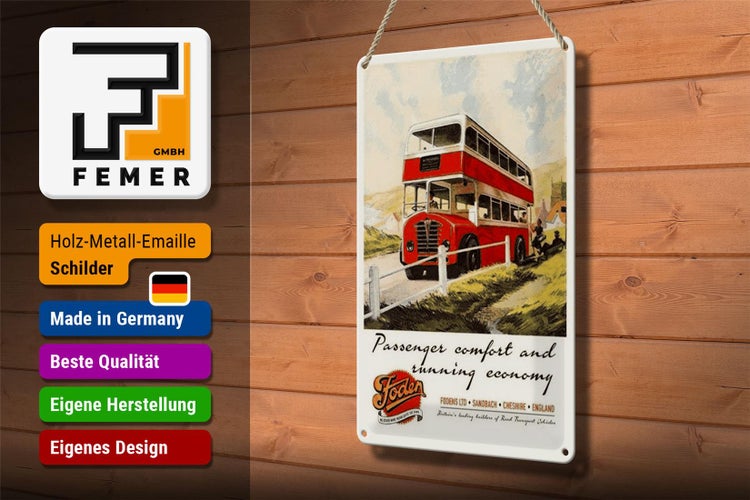 Blechschild Spruch 20x30cm Foden Bus Tour comfort economy
