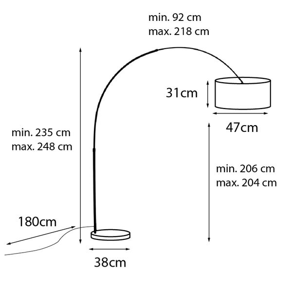 Abmessungen einer Stehlampe