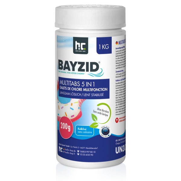 Bayzid Multitabs 5 in 1 Chlortabletten, 1 Kilogramm, kalkfrei und ohne Borsäure