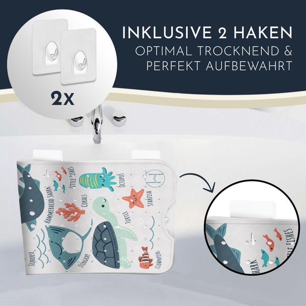 Homerella® Badewannenmatte rutschfest Kinder - 100% BPA frei Inkl. 2 Haken zum Aufhängen 100x40cm - Antirutschmatte Badewanne Baby hautsensitiv & schimmelresistent - Badematte rutschfest & waschbar