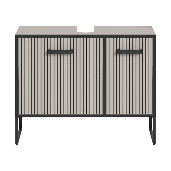 Bagno Waschbeckenunterschrank 2 Türen hellgrau, cremefarben. 80 X 36 X 63 cm