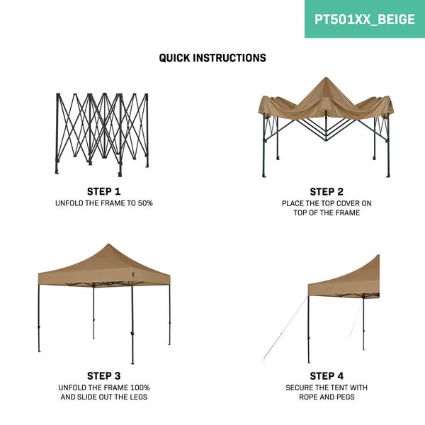 VONROC Pavillon 3x3m wasserdicht stabil - Partyzelt EasyUp System [3Min Aufbau] Popup Faltpavillon modular erweiterbar als Festival Zelt, Gartenpavillon