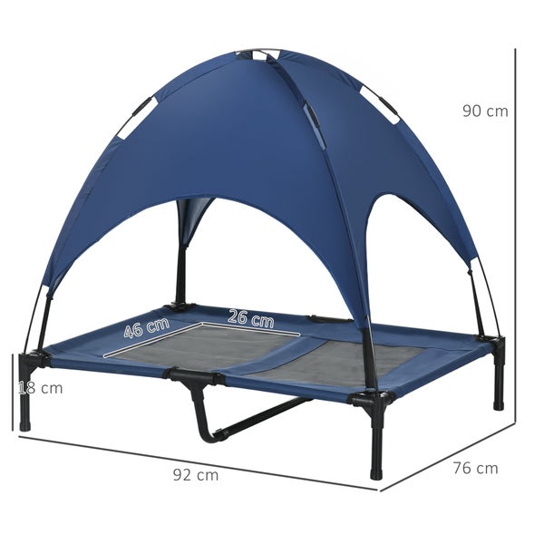PawHut Hundebett, L92 x B76 x H90 cm, Stahl, Oxford, Netzstoff, Taftstoff, Dunkelblau+Schwarz