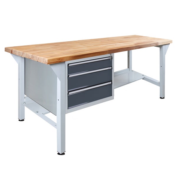 PROREGAL Werkbank Rhino Plus mit 3 Schubladen HxBxT 84 x 150 x 70 cm Traglast 500 kg Lichtgrau Anthrazitgrau