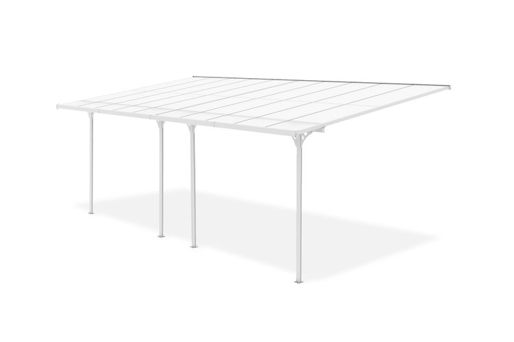 Angebaute Pergola/Carport 18m² KLEO 600L300 Aluminium Weiß