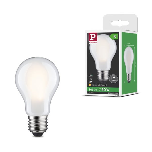 Paulmann LED Lampe E27, 4,3 Watt, 806 Lumen, 3000 Kelvin warmweiß, dimmbar, mit Verpackung.