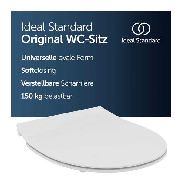 Ideal Standard - Universal WC-Sitz oval, Sandwich Design, mit Absenkautomatik, Antibakteriell, Abnehmbar, Urea, Weiß