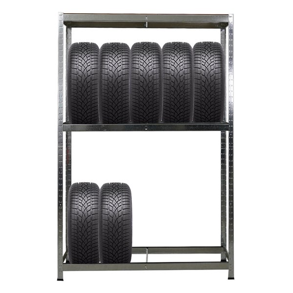PROREGAL Reifenregal RAGNAR HxBxT 180 x 120 x 40cm bis zu 8 Reifen auf 2 Ebenen + Ablage 265kg Fachlast Verzinkt