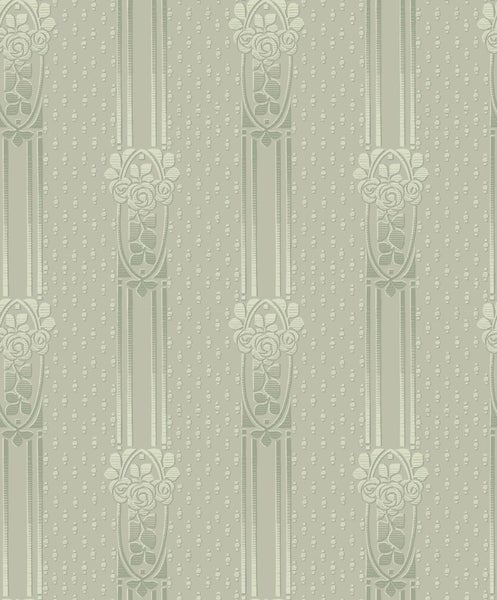 Borastapeter Tapete Blumenmuster im Jugendstil Graugrün - 53 cm x 10.05 m - 660080