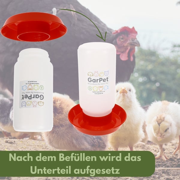 Hühnertränke Geflügeltränke automatisch Hühner Küken Tauben Tränke Wassertränke Wasserspender Stülptränke 1 L