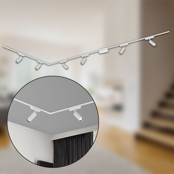 Briloner Luxtrail Schienensystem, Komplettset, 6x LED Spots, Warmweiß, L-Form, Weiß, 3m