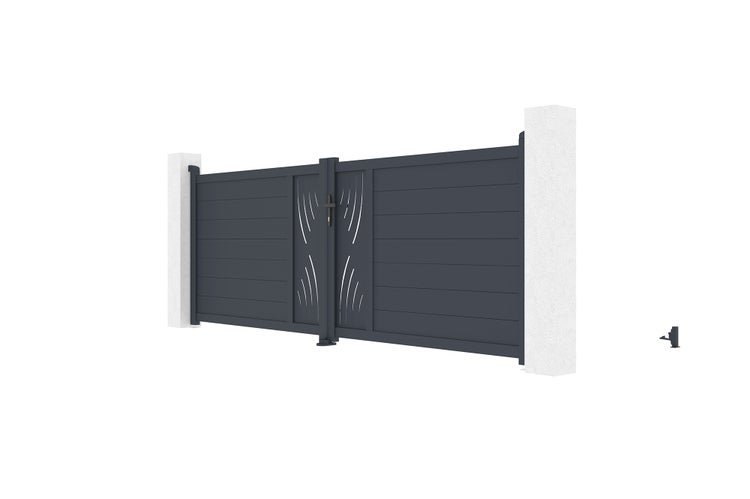 Flügeltor 3,5 m VELETA H.120 graues Aluminium
