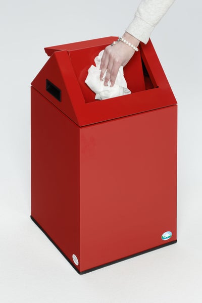 PROREGAL Selbstlöschender Putzwollkasten Mit Pendelklappe HxBxT 60 x 32 x 32 cm Stahl Rot