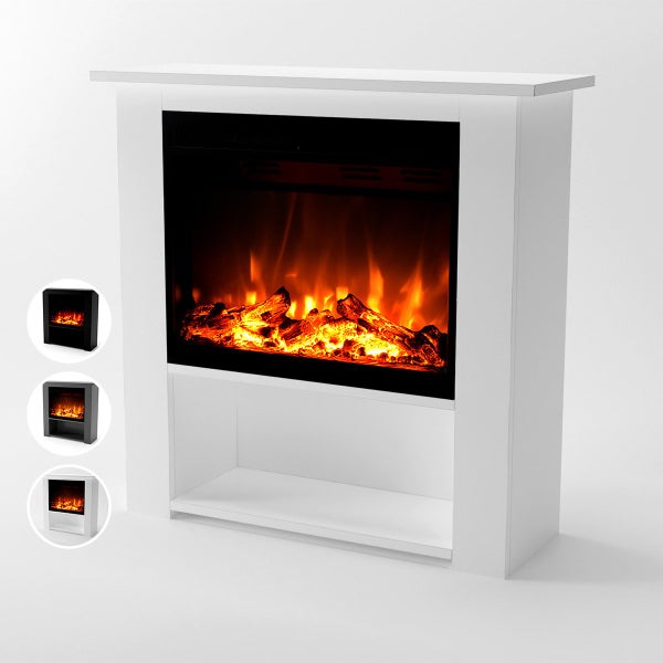 Glow Fire Elektrokamin 'Thebe' | LED Standkamin in schwarz mit Heizung (1500 W) | HxBxT: 85x86x30 cm