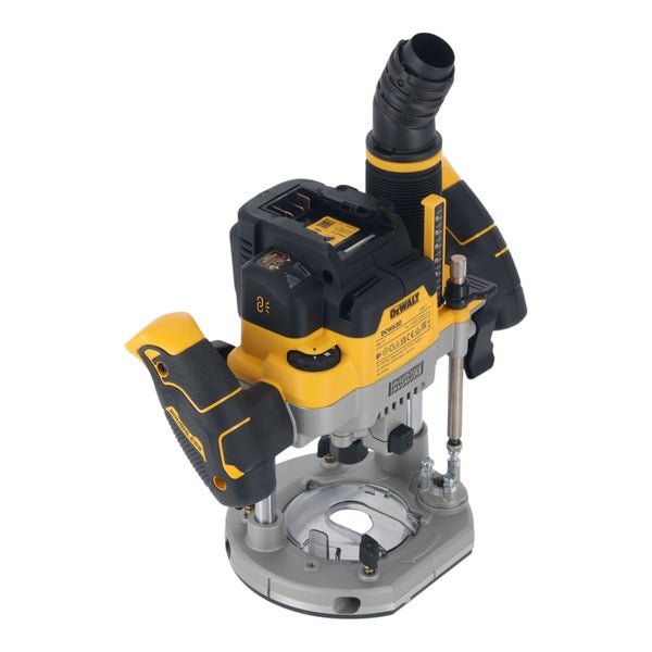 DeWalt Akku-Oberfräse DCW620 mit Tauchbasis und Staubabsaugung, ohne Akku.