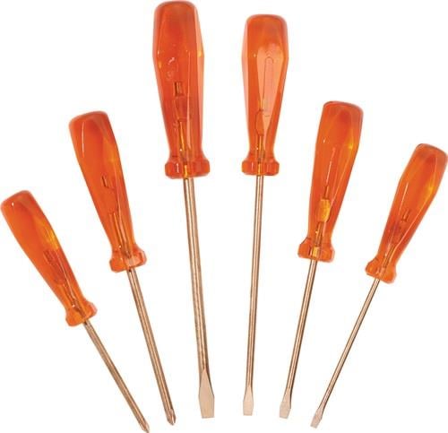 Sechs Schraubendreher mit transparentem Griff
