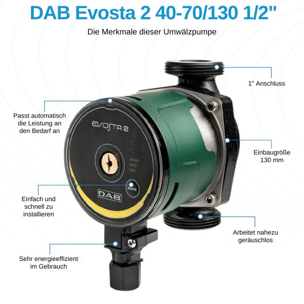 DAB Evosta 2 40-70/130 1/2” Umwälzpumpe (Heizungspumpe)