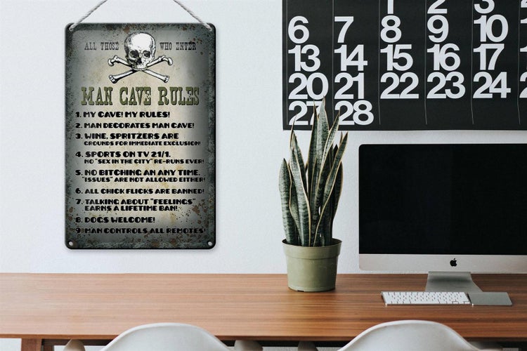 Blechschild Spruch 20x30cm Man cave rules wine spritzers
