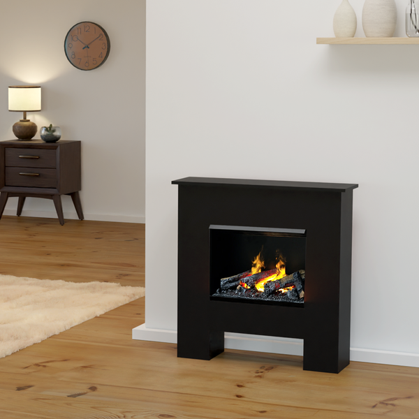 GLOW FIRE Elektrokamin 'Poseidon Opti Myst' | Wasserdampf Kamin mit Heizung inkl. Holz in weiß als Standkamin| HxBxT: 102x97x23 cm